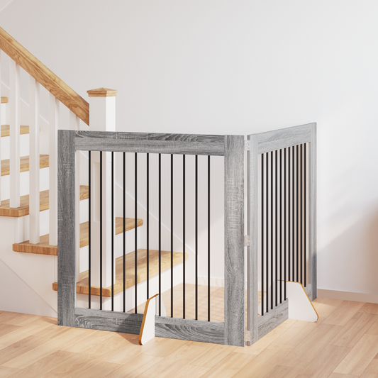Foldable Dog Gate with Stands 2 pcs Grey Sonoma 200.5 cm Foldable Dog Gate with Stands 2 pcs Grey Sonoma 200.5 cm