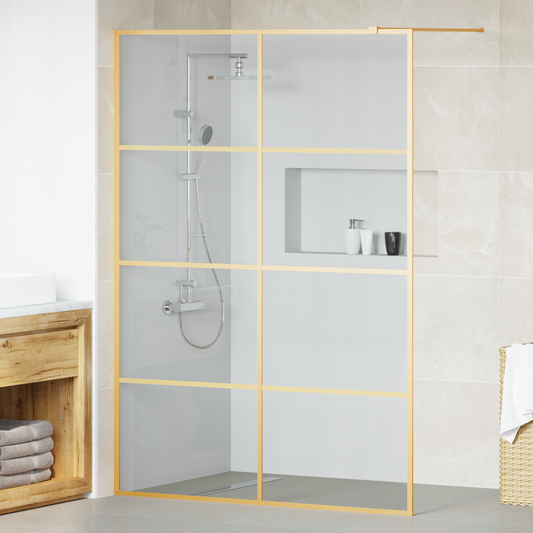 Walk-in Shower Wall Gold 140 x 195 cm Tempered Glass Walk-in Shower Wall Gold 140 x 195 cm Tempered Glass