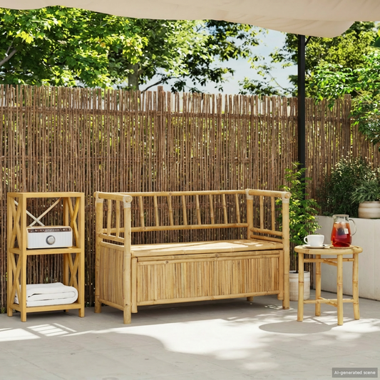 Garden Storage Bench 110 x 47 x 80 cm Bamboo Natural Garden Storage Bench 110 x 47 x 80 cm Bamboo Natural