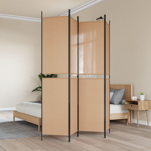 4-Panel Room Divider Beige 200 x 220 cm Fabric 4-Panel Room Divider Beige 200 x 220 cm Fabric