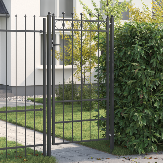 Fence Gate HORST 100 x 175 cm Metal Black Lockable Fence Gate HORST 100 x 175 cm Metal Black Lockable