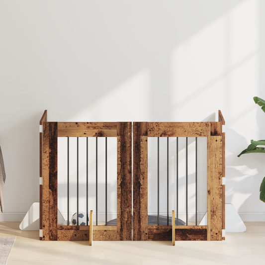 Foldable Dog Gate with Stands 4 pcs Old Wood 241 cm Foldable Dog Gate with Stands 4 pcs Old Wood 241 cm