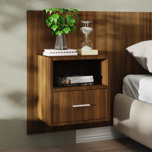 Wall-mounted Bedside Cabinet Brown Oak Wall-mounted Bedside Cabinet Brown Oak