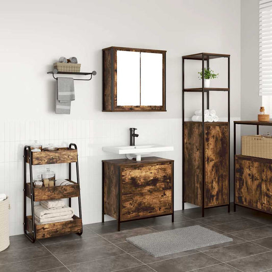 2 Piece Bathroom Furniture Set Smoked Oak Engineered Wood 2 Piece Bathroom Furniture Set Smoked Oak Engineered Wood