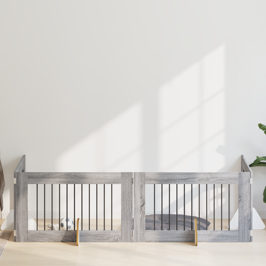 Foldable Dog Gate with Stands 4 pcs Grey Sonoma 401 cm Foldable Dog Gate with Stands 4 pcs Grey Sonoma 401 cm