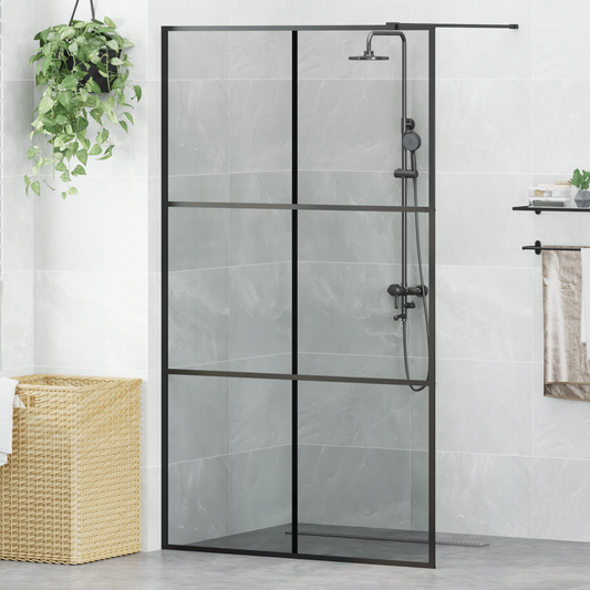 Walk-in Shower Wall Black 115 x 195 cm Tempered Glass Walk-in Shower Wall Black 115 x 195 cm Tempered Glass