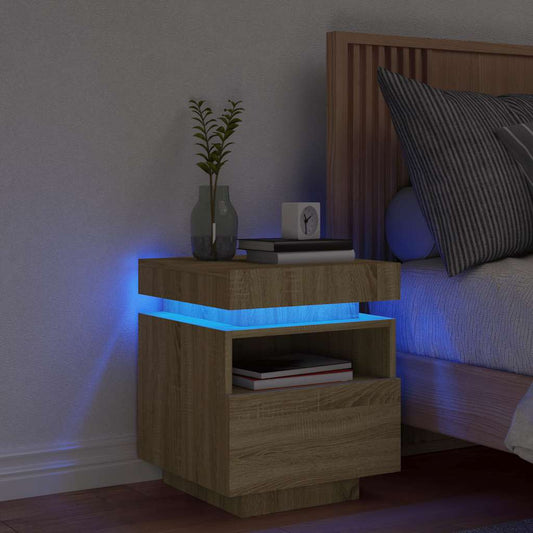 Bedside Cabinet with LED Lights Sonoma Oak 40x39x48.5 cm Bedside Cabinet with LED Lights Sonoma Oak 40x39x48.5 cm