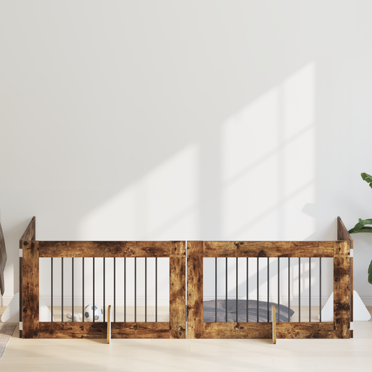 Foldable Dog Gate with Stands 4 pcs Smoked Oak 401 cm Foldable Dog Gate with Stands 4 pcs Smoked Oak 401 cm
