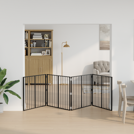 Dog Gate 4 pcs Black 100 x 80 cm Galvanised Steel Dog Gate 4 pcs Black 100 x 80 cm Galvanised Steel