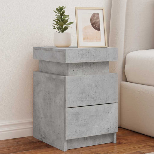 Bedside Cabinet with LED Lights Concrete Grey 35x39x55 cm Bedside Cabinet with LED Lights Concrete Grey 35x39x55 cm