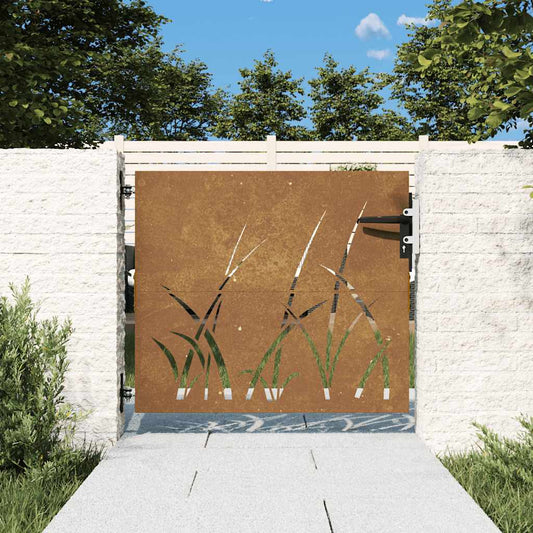 Garden Gate 85x75 cm Corten Steel Grass Design Garden Gate 85x75 cm Corten Steel Grass Design