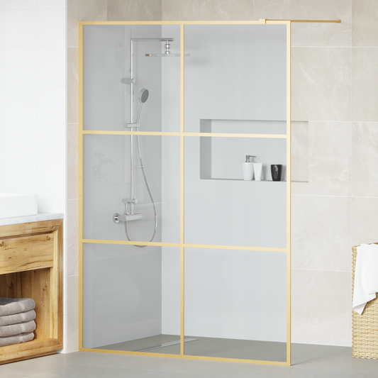 Walk-in Shower Wall Gold 140 x 195 cm Tempered Glass Walk-in Shower Wall Gold 140 x 195 cm Tempered Glass