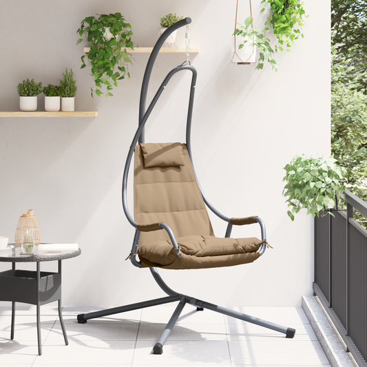 Hanging Egg Chair Folding Taupe 94 x 107 x 196.5 cm Steel Hanging Egg Chair Folding Taupe 94 x 107 x 196.5 cm Steel