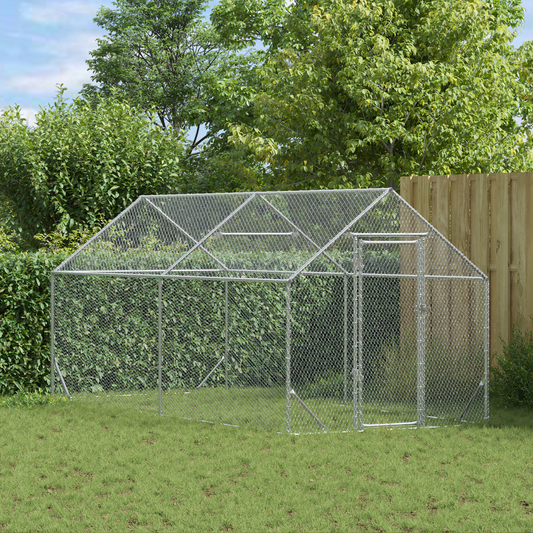 Chicken Cage Silver 400 x 170 x 177 cm Galvanised Steel Chicken Cage Silver 400 x 170 x 177 cm Galvanised Steel