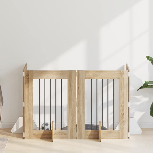 Foldable Dog Gate with Stands 4 pcs Sonoma Oak 241 cm Foldable Dog Gate with Stands 4 pcs Sonoma Oak 241 cm
