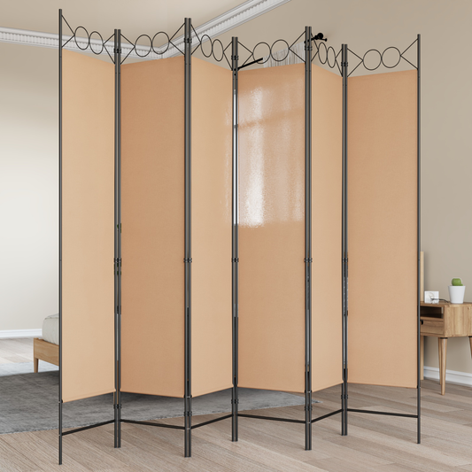 6-Panel Room Divider Beige 240 x 200 cm Fabric 6-Panel Room Divider Beige 240 x 200 cm Fabric
