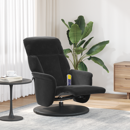 Massage Recliner Chair Black 91 x 71 x 105 cm Velvet Massage Recliner Chair Black 91 x 71 x 105 cm Velvet