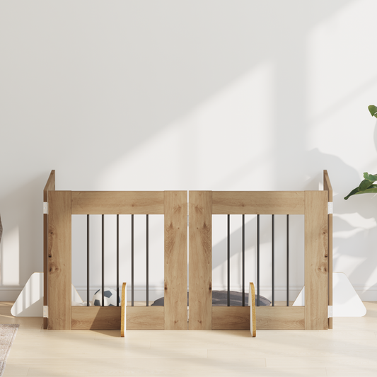 Foldable Dog Gate with Stands 4 pcs Artisan Oak 241 cm Foldable Dog Gate with Stands 4 pcs Artisan Oak 241 cm