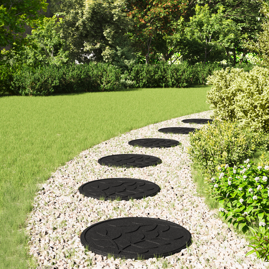 Stepping Stone 6 pcs Black Ø 44 x 2 cm Rubber Stepping Stone 6 pcs Black Ø 44 x 2 cm Rubber