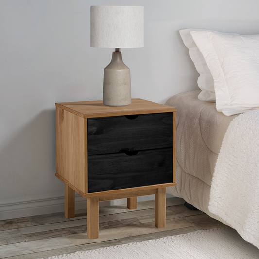 Bedside Table OTTA Black 45 x 39 x 57 cm Solid Pine Wood Bedside Table OTTA Black 45 x 39 x 57 cm Solid Pine Wood
