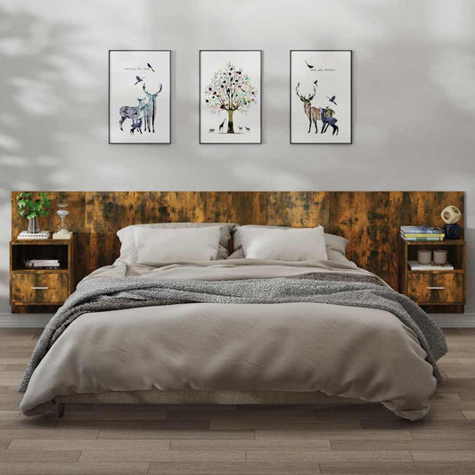 Wall-mounted Bedside Cabinets 2 pcs Smoked Oak Wall-mounted Bedside Cabinets 2 pcs Smoked Oak