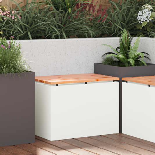 Garden Bench White 60 x 40 x 43 cm Steel Garden Bench White 60 x 40 x 43 cm Steel