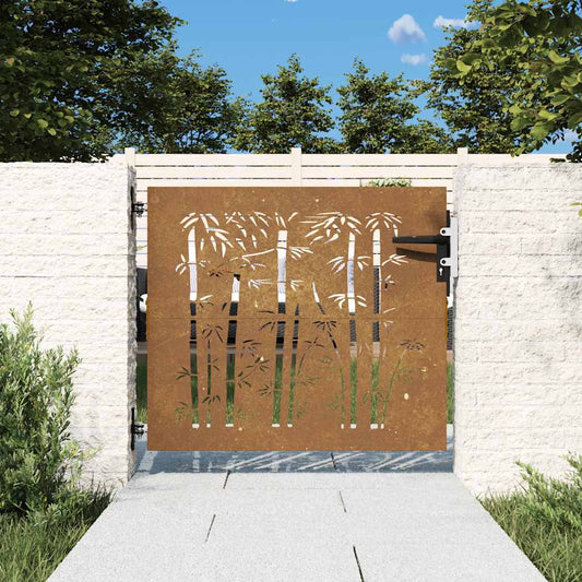 Garden Gate 85x100 cm Corten Steel Bamboo Design Garden Gate 85x100 cm Corten Steel Bamboo Design