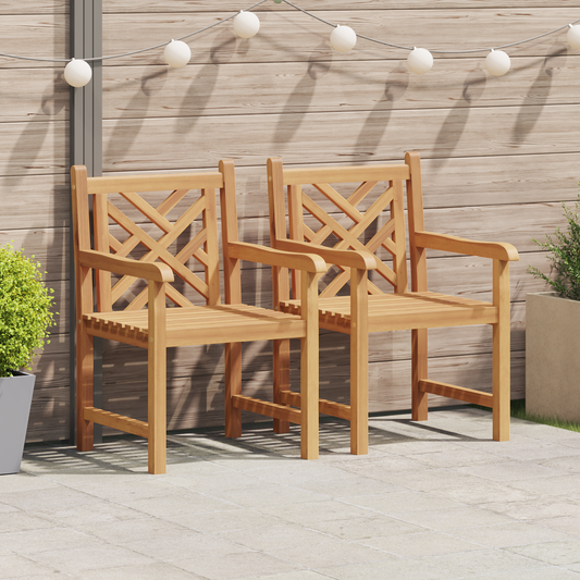 Garden Chair 2 pcs 60 x 58 x 90 cm Solid Teak Wood Garden Chair 2 pcs 60 x 58 x 90 cm Solid Teak Wood