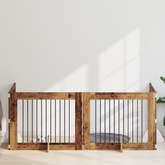 Foldable Dog Gate with Stands 4 pcs Old Wood 401 cm Foldable Dog Gate with Stands 4 pcs Old Wood 401 cm