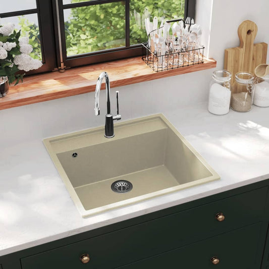 Kitchen Sink with Overflow Hole Beige Granite Kitchen Sink with Overflow Hole Beige Granite