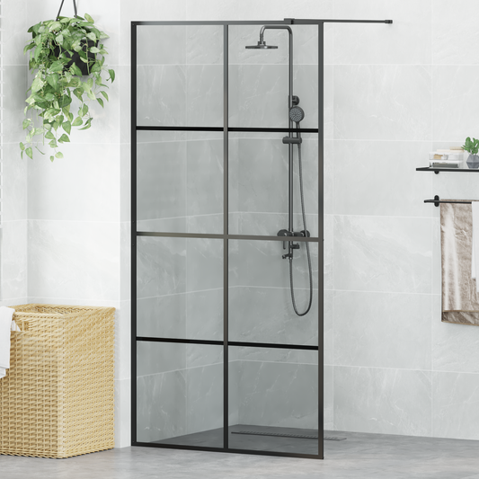 Walk-in Shower Wall Black 100 x 195 cm Tempered Glass Walk-in Shower Wall Black 100 x 195 cm Tempered Glass