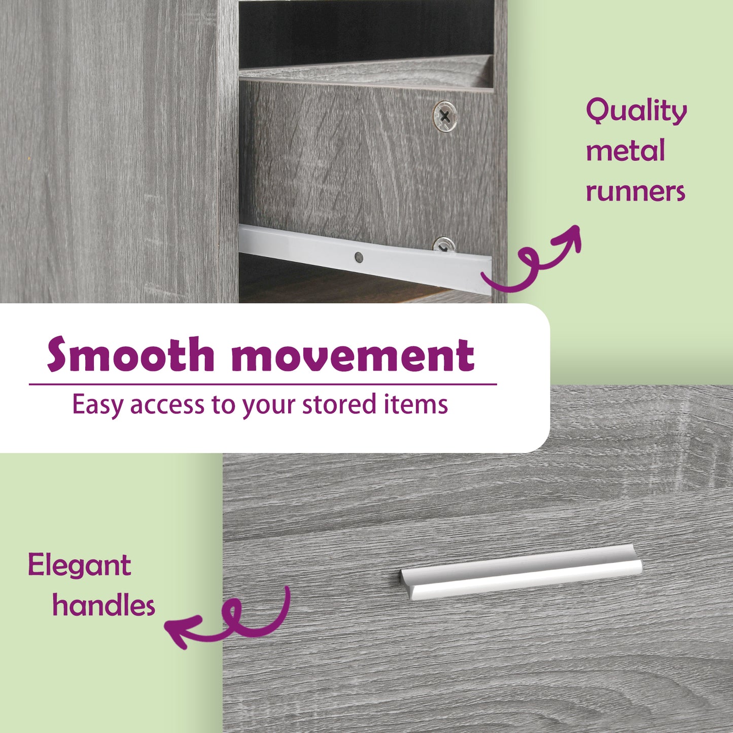 Bed Cabinets 2 pcs Grey Sonoma 50x32x60 cm