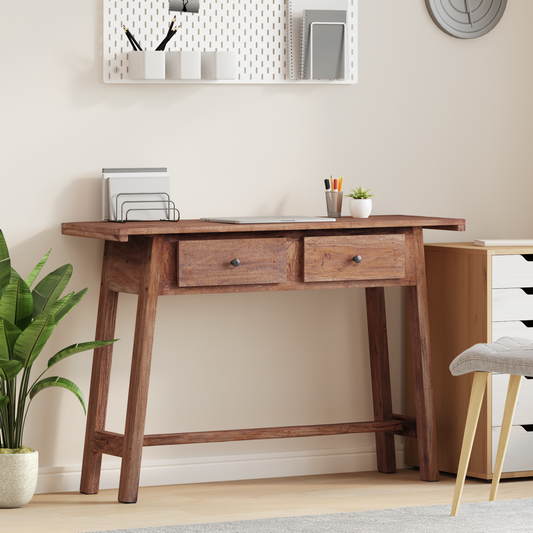 Desk with Drawer Brown 110 x 30 x 79 cm Solid Mahogany Wood Desk with Drawer Brown 110 x 30 x 79 cm Solid Mahogany Wood