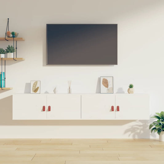 Wall Cabinets 2 pcs White 80x30x30 cm Solid Wood Pine Wall Cabinets 2 pcs White 80x30x30 cm Solid Wood Pine