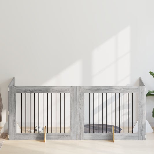Foldable Dog Gate with Stands 4 pcs Grey Sonoma 401 cm Foldable Dog Gate with Stands 4 pcs Grey Sonoma 401 cm