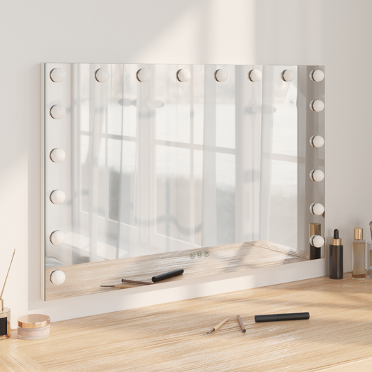 LED Vanity Mirror White 80 x 10 x 52.5 cm Glass and Steel LED Vanity Mirror White 80 x 10 x 52.5 cm Glass and Steel