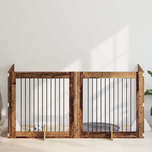 Foldable Dog Gate with Stands 4 pcs Old Wood 401 cm Foldable Dog Gate with Stands 4 pcs Old Wood 401 cm