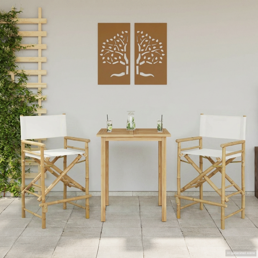 Folding Director's Chair 2 pcs Natural Bamboo Folding Director's Chair 2 pcs Natural Bamboo