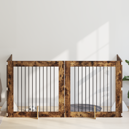 Foldable Dog Gate with Stands 4 pcs Smoked Oak 401 cm Foldable Dog Gate with Stands 4 pcs Smoked Oak 401 cm