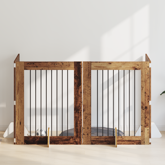 Foldable Dog Gate with Stands 4 pcs Old Wood 321 cm Foldable Dog Gate with Stands 4 pcs Old Wood 321 cm