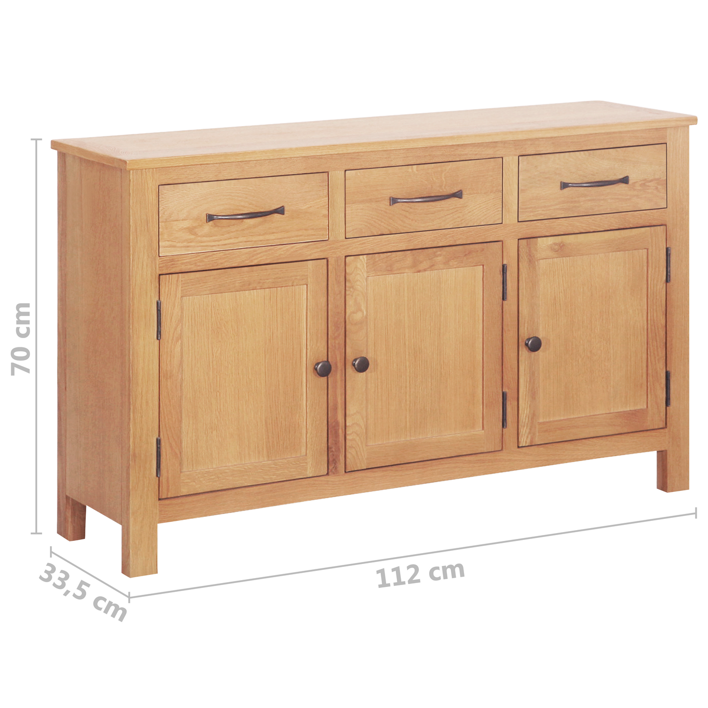Sideboard Brown 112 x 33.5 x 70 cm Solid oak wood