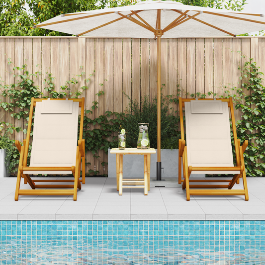 Beach Chair with Cushion Folding 2 pcs Brown Solid Acacia Wood Beach Chair with Cushion Folding 2 pcs Brown Solid Acacia Wood