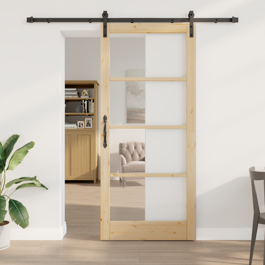 Sliding Door ORKDAL Natural and Black 93 x 211 cm Sliding Door ORKDAL Natural and Black 93 x 211 cm