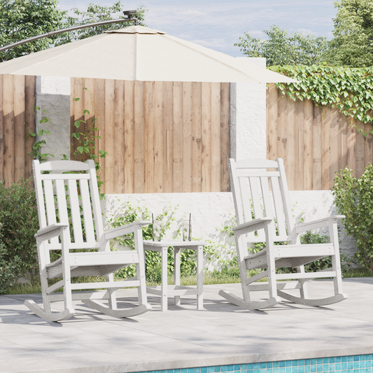 Rocking Chair 2 pcs White 92 x 70 x 108 cm Polyethylene Rocking Chair 2 pcs White 92 x 70 x 108 cm Polyethylene