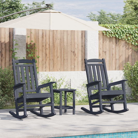 Rocking Chair 2 pcs Navy 92 x 70 x 108 cm Polyethylene Rocking Chair 2 pcs Navy 92 x 70 x 108 cm Polyethylene