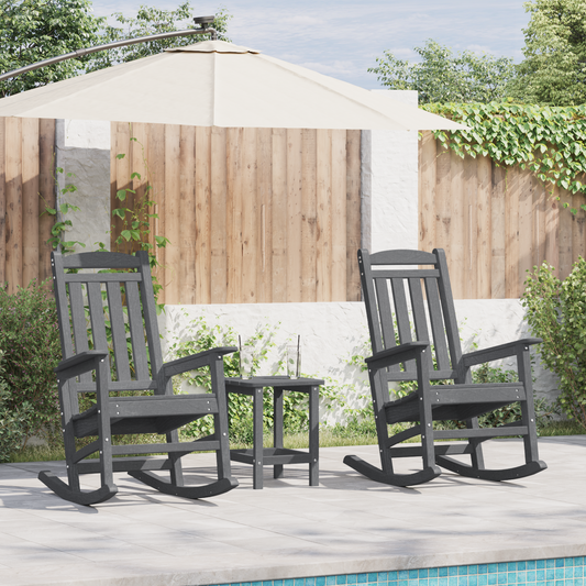 Rocking Chair 2 pcs Light Grey 92 x 70 x 108 cm Polyethylene Rocking Chair 2 pcs Light Grey 92 x 70 x 108 cm Polyethylene