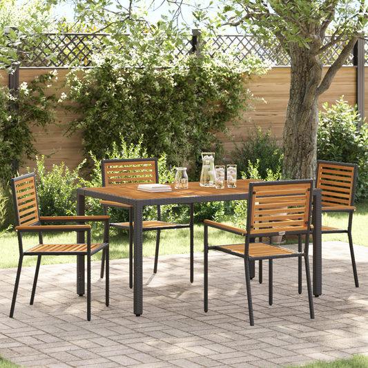 Garden Stacking Chairs 4 pcs Brown and Black 54 x 56 x 90 cm Garden Stacking Chairs 4 pcs Brown and Black 54 x 56 x 90 cm