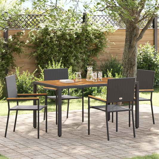 Garden Stacking Chairs 4 pcs Black and Brown 54 x 56 x 90 cm Garden Stacking Chairs 4 pcs Black and Brown 54 x 56 x 90 cm