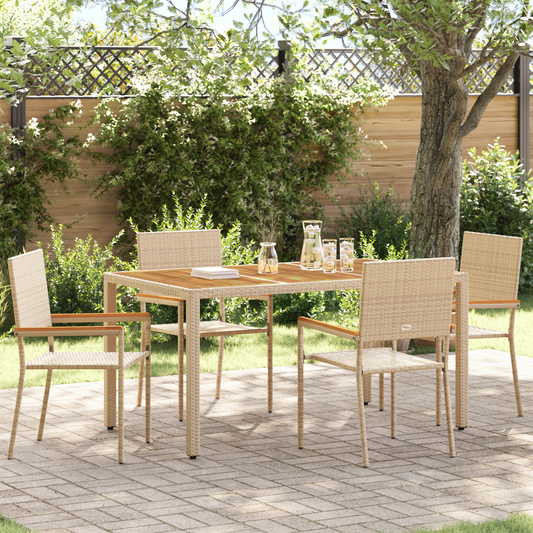 Garden Stacking Chairs 4 pcs Cream and Brown 54 x 56 x 90 cm Garden Stacking Chairs 4 pcs Cream and Brown 54 x 56 x 90 cm