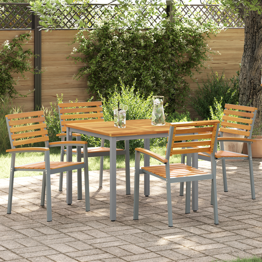 Garden Chair 4 pcs Brown 56 x 57 x 87 cm Solid Acacia Wood Garden Chair 4 pcs Brown 56 x 57 x 87 cm Solid Acacia Wood